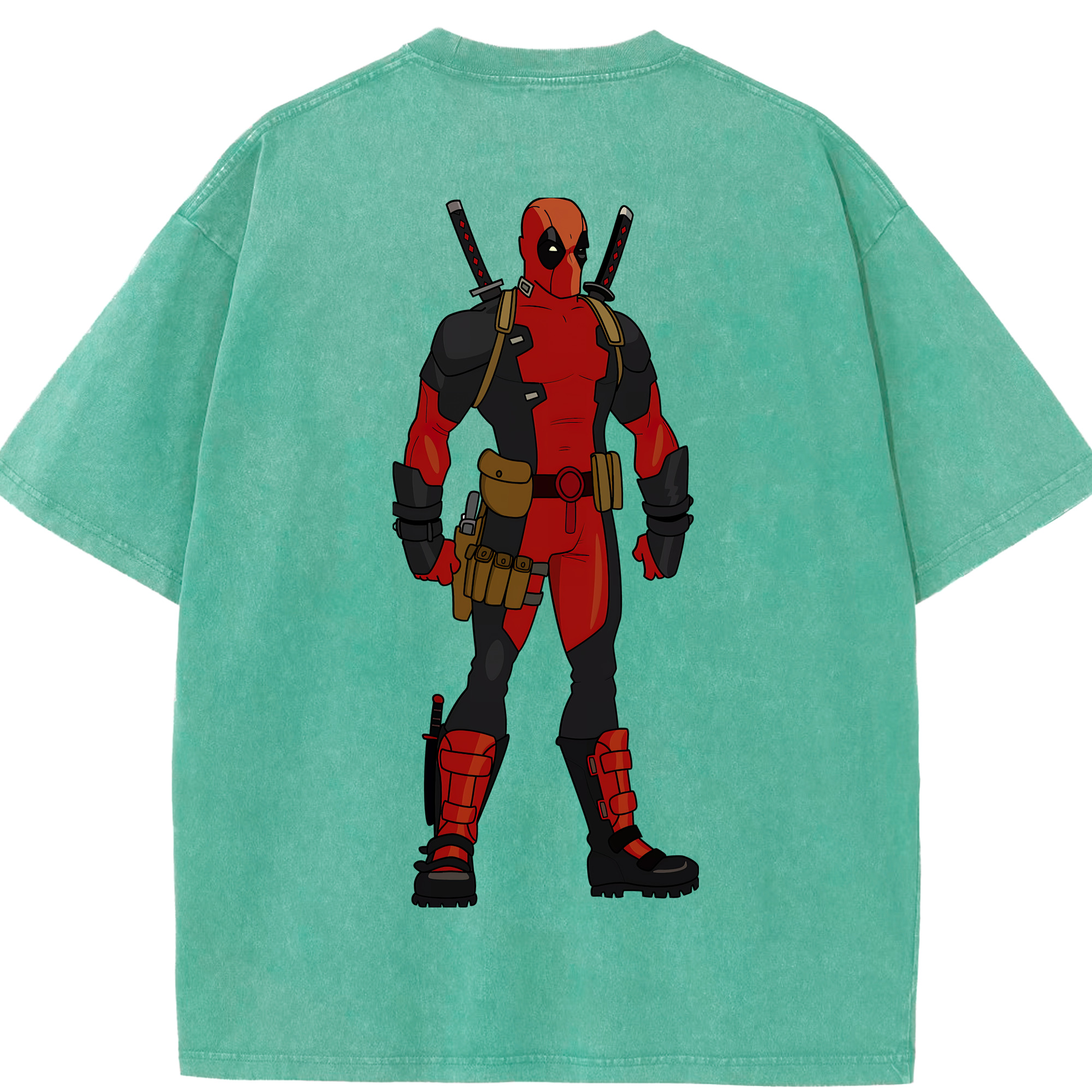 （画像用） Deadpool デッドプール 綿100% ヴィンテージ風 半袖Tシャツ（背面プリント）